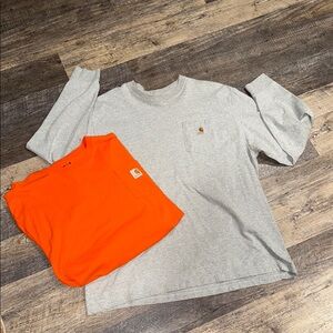 Carhartt Men’s Long Sleeve Gray and Orange Shirt Set